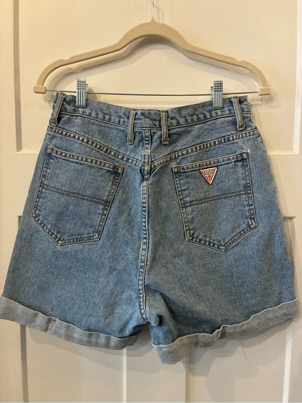 Guess Light Blue Rolled Hem Denim Shorts